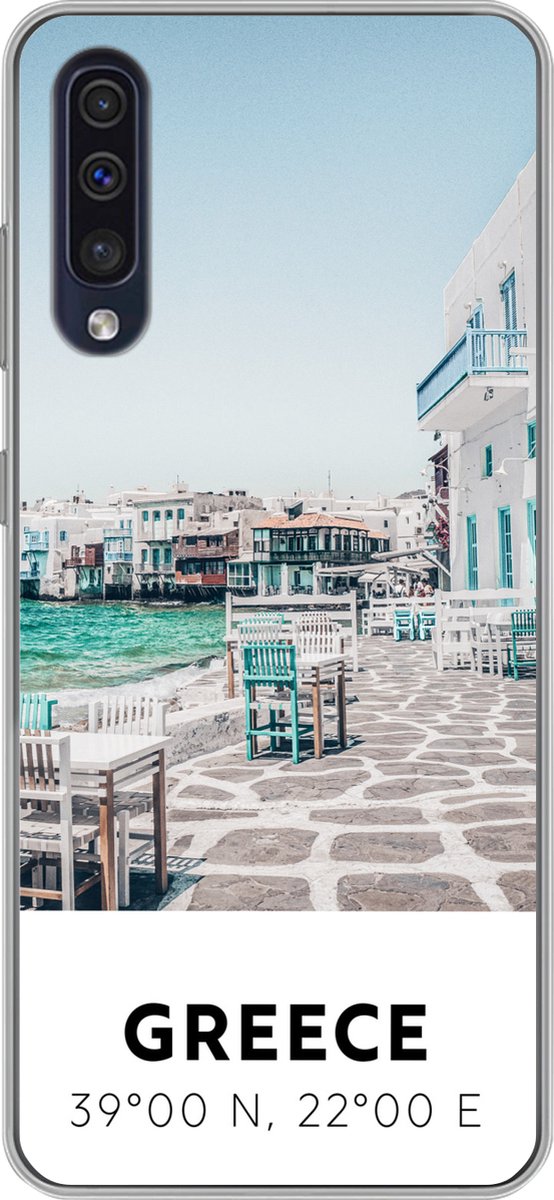 Telefoonhoesje Geschikt voor Samsung Galaxy A30s hoesje - Griekenland - Zee - Blauw - Siliconen Telefoonhoesje Telefoonhoesje