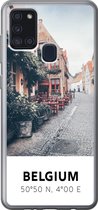 Geschikt voor Samsung Galaxy A21s hoesje - België - Café - Terras - Rood - Siliconen Telefoonhoesje