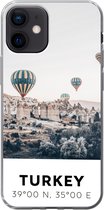 Geschikt voor iPhone 12 hoesje - Luchtballon - Turkije - Zomer - Grijs - Siliconen Telefoonhoesje
