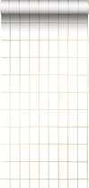 ESTAhome behang kleine tegeltjes wit en goud - 139131 - 0,53 x 10,05 m