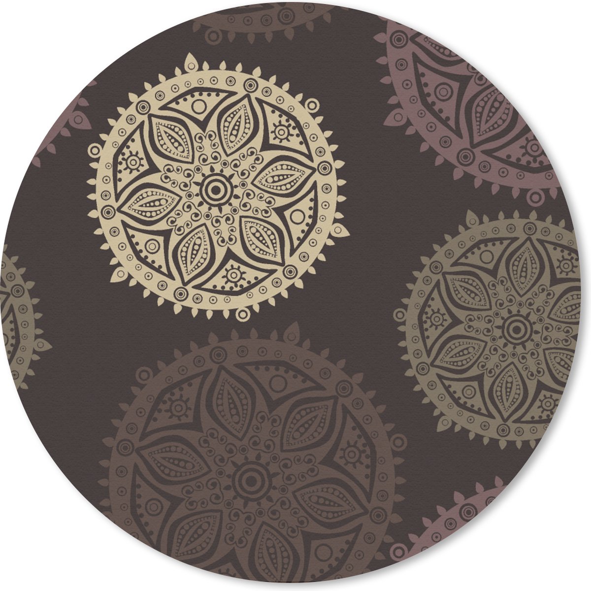 Muismat rond 40x40 cm - Mousepad Design - Mandala - Bruin - Ronde muismatten