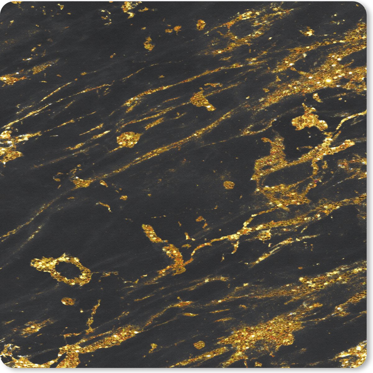 Muismat 30x30 cm - Mousepad Marmer - Zwart - Goud - Muismatten