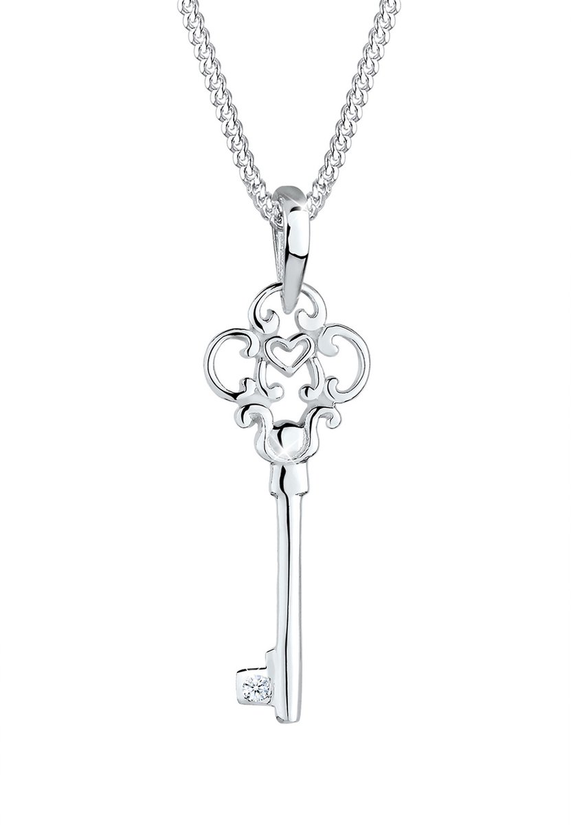 Elli PREMIUM - Halsketting - dames sleutel diamant (0.015 ct.) in 925 sterling zilver - Dames