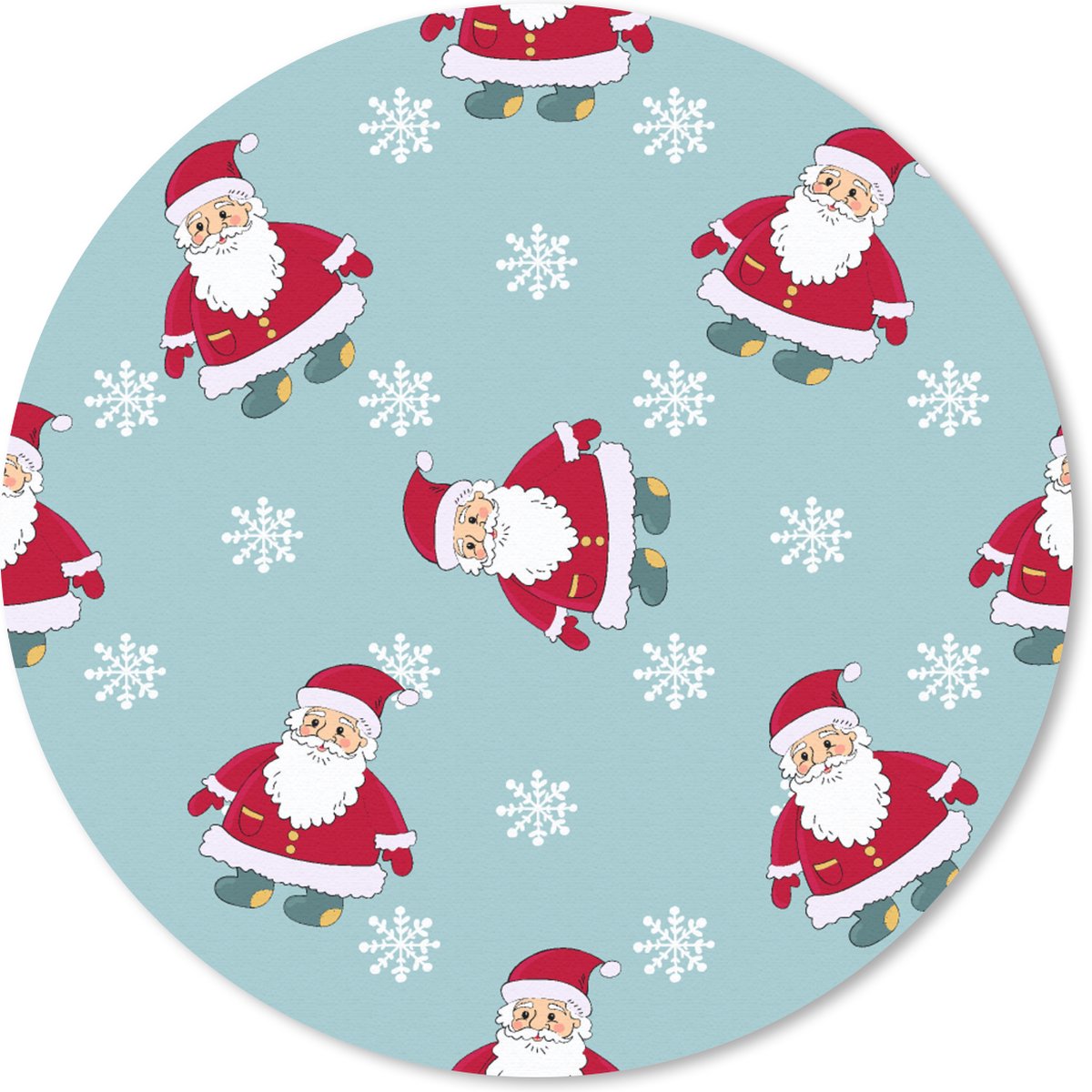 Muismat rond 30x30 cm - Mousepad Kerstman - Sneeuwvlok - Patronen - Kerst - Ronde muismatten - Kerst - Cadeau - Kerstcadeau voor mannen en voor vrouwen