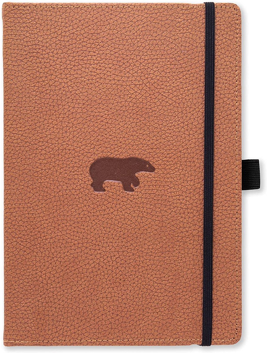 Dingbats* Wildlife A5 Notitieboek - Brown Bear Raster - Bullet Journal met 100 gsm Inktvrij Papier - Schetsboek met Harde Kaft, Binnenvak, Elastische Sluiting en Bladwijzer