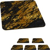 Onderzetters voor glazen - Marmer - Goud - Zwart - 10x10 cm - Glasonderzetters - 6 stuks