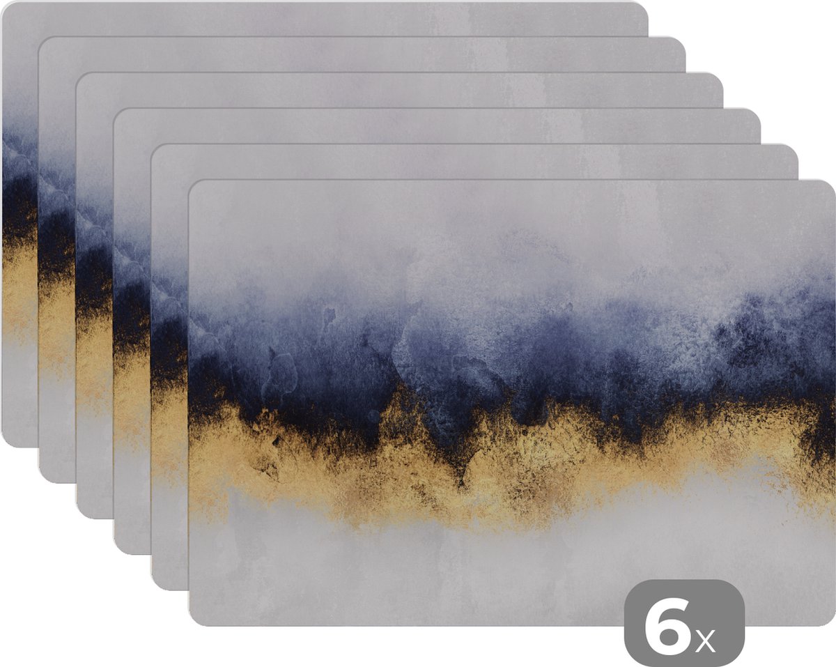 Placemat - Glitter - Goud - Abstract - Luxe - Onderleggers - Tafel - Placemats - 45x30 cm - 6 stuks