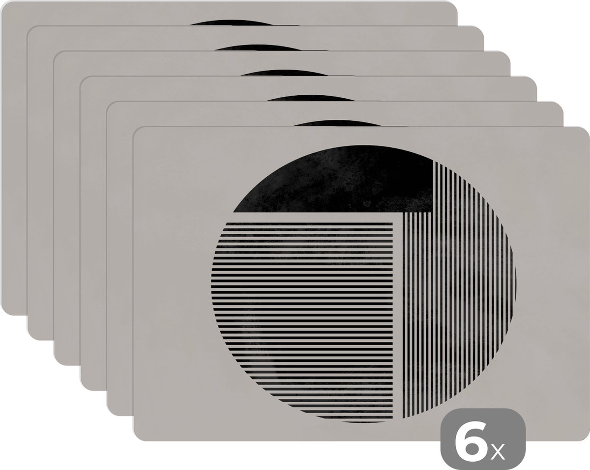 Placemat - Kunst - Cirkel - Placemats - Tafel - Placemat - 45x30 cm - 6 stuks