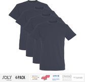 4 Pack Sol's Heren T-Shirt 100% biologisch katoen Ronde hals Mouse Grey Maat XL