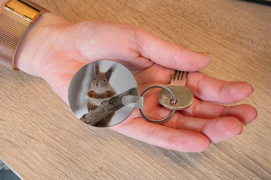 Porte-clés - Écureuil - Arbre - Flocon - Hiver - Plastique - Rond - Cadeaux à distribuer