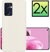 Hoes Geschikt voor OPPO Find X5 Lite Hoesje Cover Siliconen Back Case Hoes - Wit - 2x