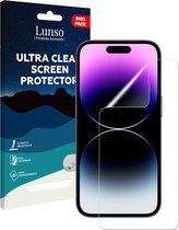Lunso - Geschikt voor iPhone 14 Pro Max - Duo Pack (2 stuks) Beschermfolie - Full Cover Screenprotector