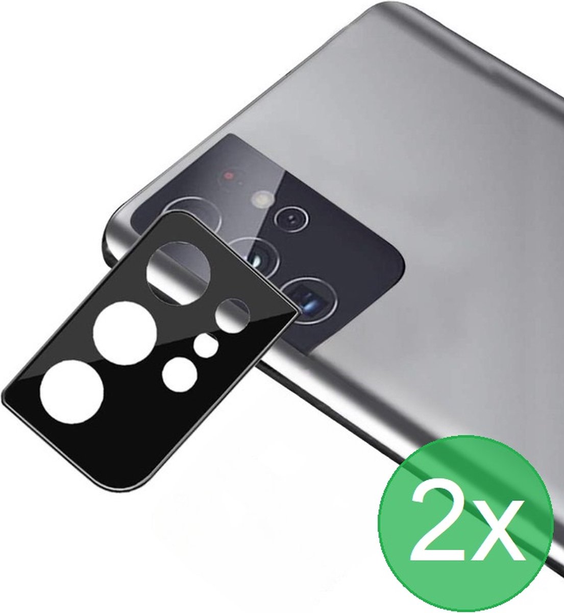 Camerascreenprotector 2x Geschikt voor -Samsung Galaxy S21 Ultra  screen protector - glas - bescherm je camera - beschermglas - Zwart - ZT Accessoires