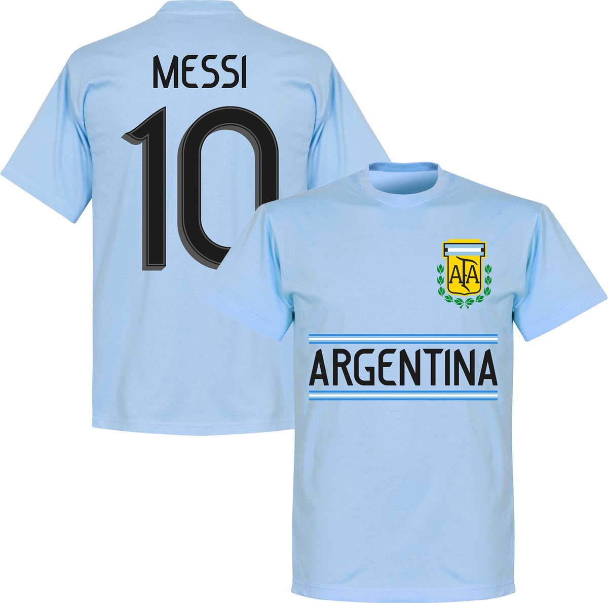 Argentinië Messi 10 Team T-Shirt - Lichtblauw - XL