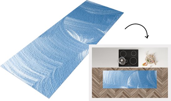 Tapis de cuisine - Tapis cuisine - Peinture acrylique - Blauw - Design - 180x60 cm - Tapis cuisine vinyle