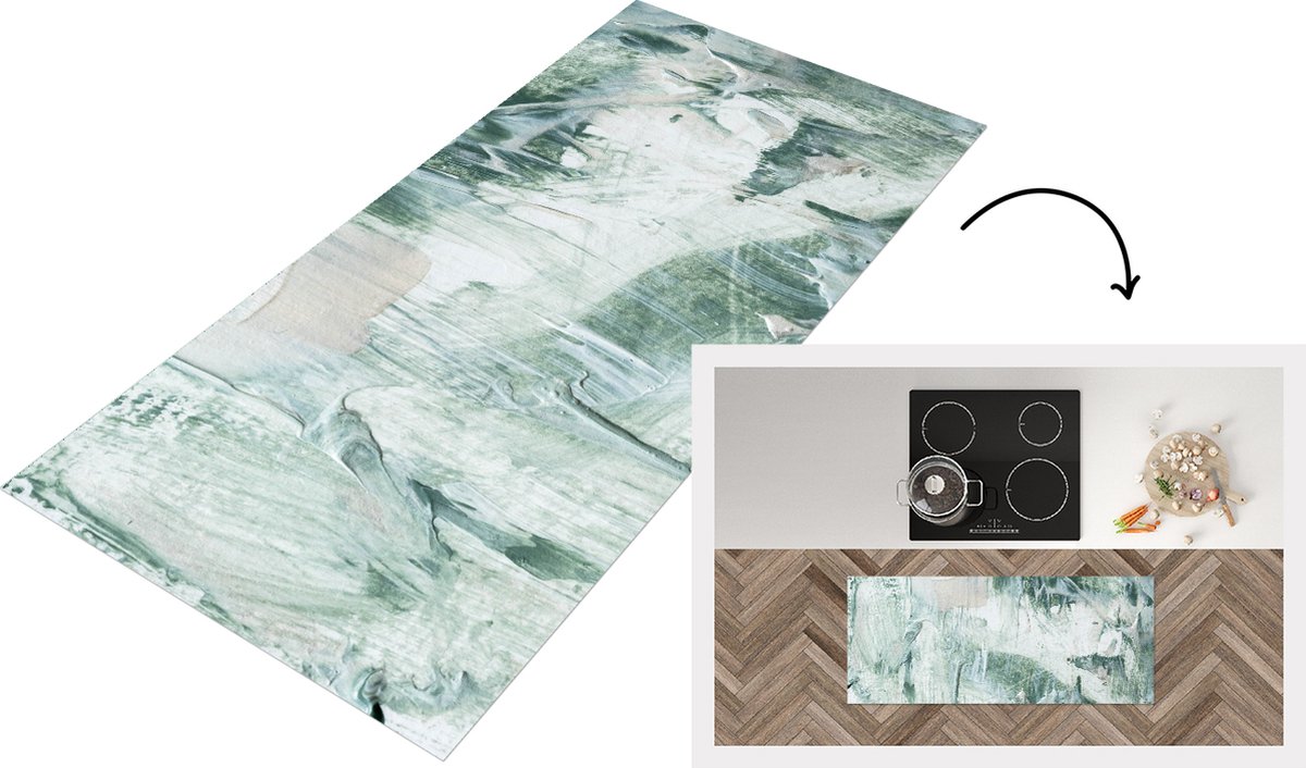 KitchenYeah Keukenloper - Loper keuken - Tuindecoratie - Verf - Abstract - 120x50 cm - Keukenloper vinyl Multicolor