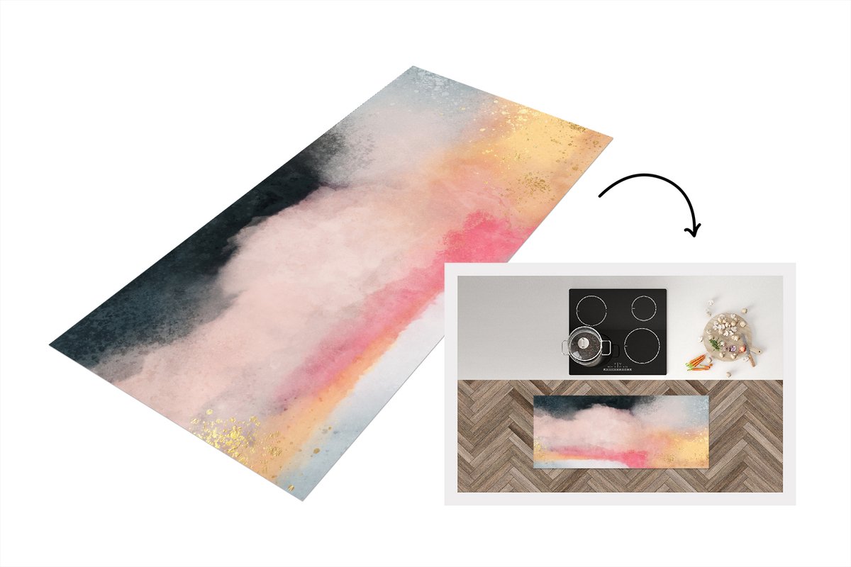 KitchenYeah Keukenloper - Loper keuken - Verf - Abstract - Design - 120x50 cm - Keukenloper vinyl Multicolor