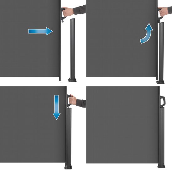 Uittrekbare windscherm oprolbare terrasscherm 1,6x3 m grijs | premiumXL