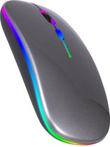 Nuvance - Draadloze LED Bluetooth Muis - Ergonomisch - RGB - Laptop en Gaming - Draadloos - Grijs