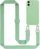 Cadorabo Mobiele telefoon ketting geschikt voor Apple iPhone 12 MINI in LIQUID LICHT GROEN - Silicone beschermhoes met lengte verstelbare koord riem