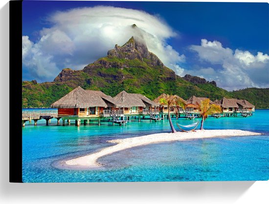 WallClassics - Canvas  - Eiland Bora Bora - 40x30 cm Foto op Canvas Schilderij (Wanddecoratie op Canvas)