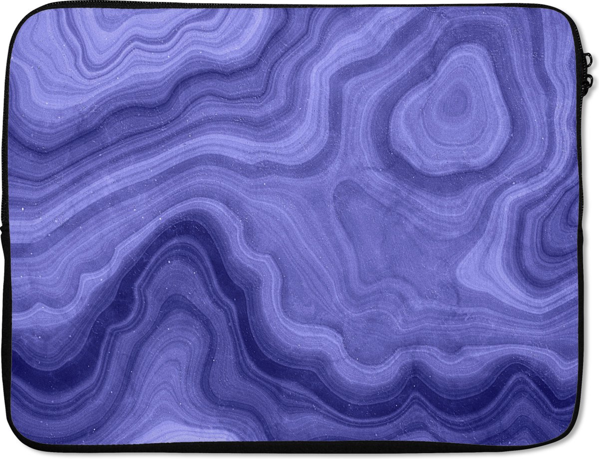 Laptophoes 17 inch - Agaat steen - Marmer print - Abstract - Kristallen - Laptop sleeve - Binnenmaat 41x28 cm - Zwarte achterkant