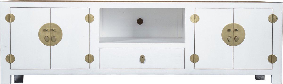 Fine Asianliving Chinese TV Meubel Wit Bamboe B190xD56xH56cm Chinese Meubels Oosterse Kast