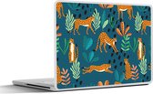 Laptop sticker - 10.1 inch - Patronen - Tiger - Planten - 25x18cm - Laptopstickers - Laptop skin - Cover