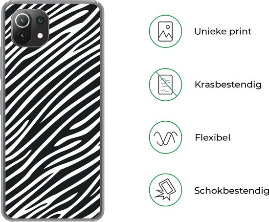 Telefoonhoesje Geschikt voor Xiaomi 11T hoesje - Dierenprint - Zebra - Zwart - Siliconen Telefoonhoesje Telefoonhoesje