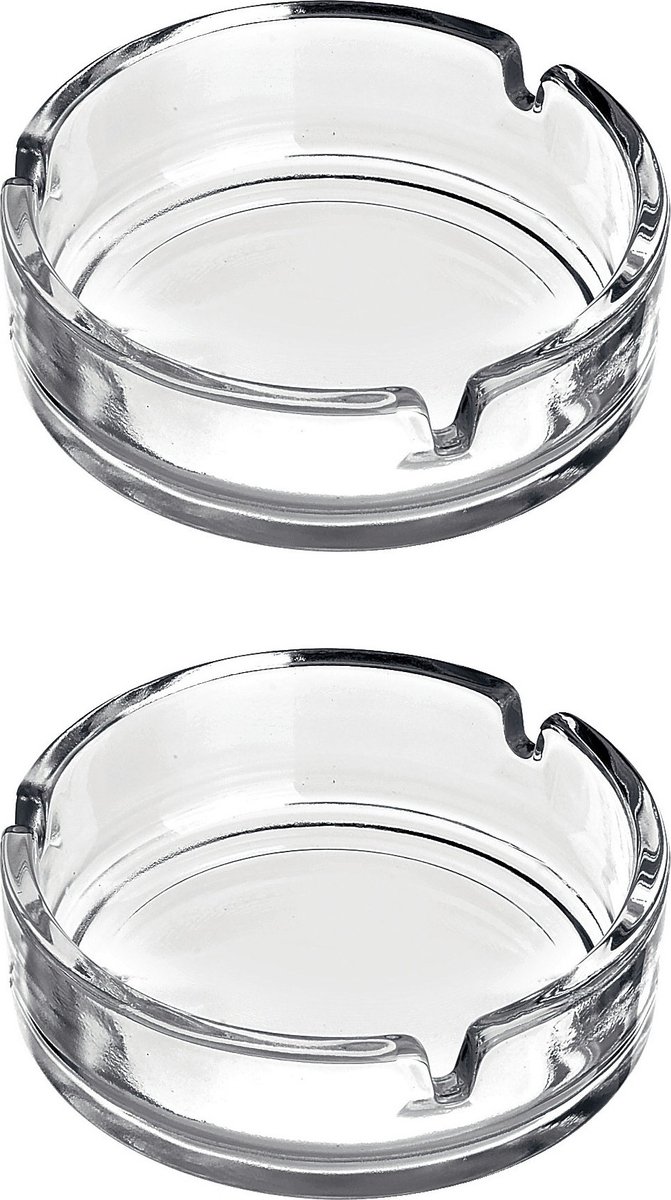 Goedkoopste Asbak - 3x - transparant - 11 cm - glas - rond - binnen en buiten gebruik