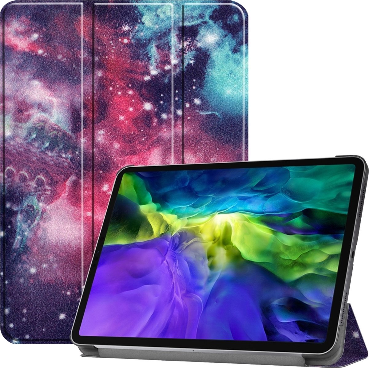 Mobigear Tablethoes geschikt voor Apple iPad Pro 11 Inch (2022) Hoes | Mobigear Tri-Fold Bookcase - Heelal