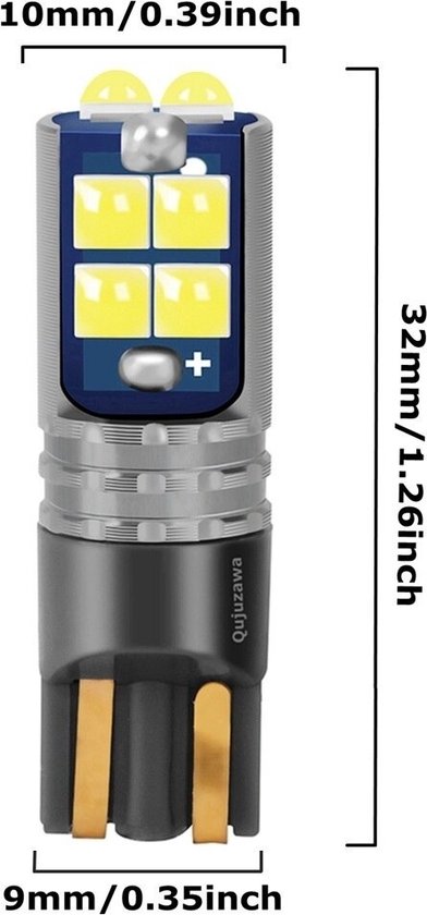 Set d'éclairage de voiture LED haute Power T10 LED Blauw glace - Aluminium de haute qualité - Canbus Éclairage intérieur