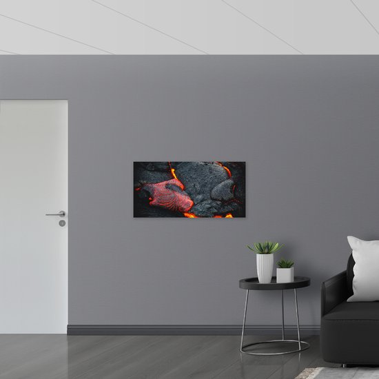 WallClassics - Poster (mat) - Burning Magma at Volcano - 100x50 cm Photo sur papier poster avec un aspect mat
