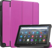Case2go - Tablet hoes geschikt voor Amazon Fire 8 HD (2022) - 8 Inch Tri-fold cover - Met Touchpad & Stand functie - Paars