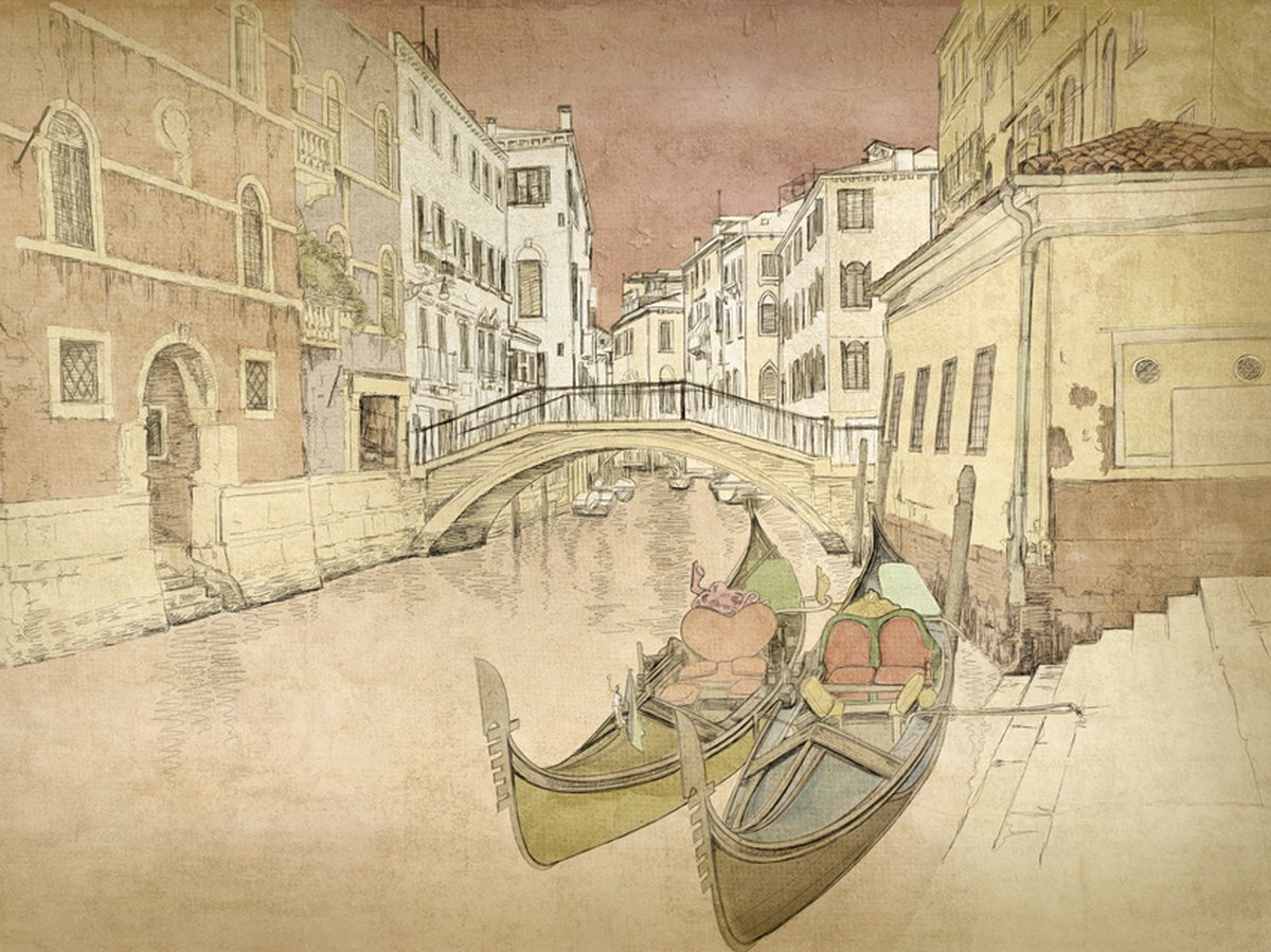 Fotobehang - Gondolas in Venice.