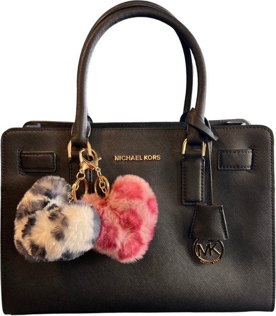 Porte-clés peluche coeur imprimé léopard pendentif de sac rose lilas L 10,5 x L 14,5 cm