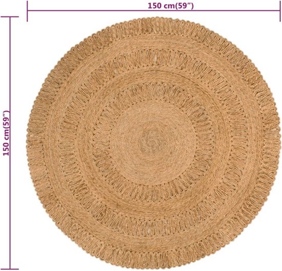 Descente de lit vidaXL Tapijt met print rond 210 cm gevlochten