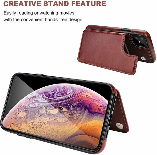 Coque portefeuille ShieldCase adaptée pour Apple iPhone 12 Mini - 5,4 pouces - marron + protection d'écran en verre