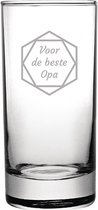 Gegraveerde longdrinkglas 28,5cl voor de beste Opa in hexagon