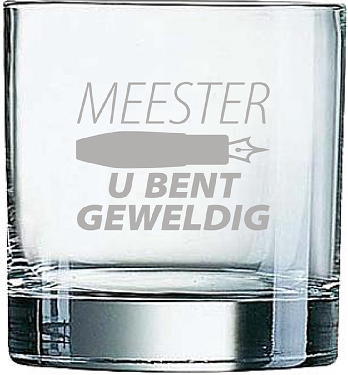 Gegraveerde Whiskeyglas 38cl Meester u bent geweldig