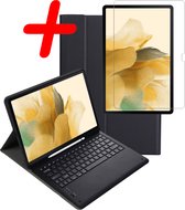 Hoesje Geschikt voor Samsung Galaxy Tab S7 FE Toetsenbord Hoes Book Case Met Screenprotector - Hoes Geschikt voor Samsung Tab S7 FE Toetsenbord Hoesje Keyboard Cover - Zwart
