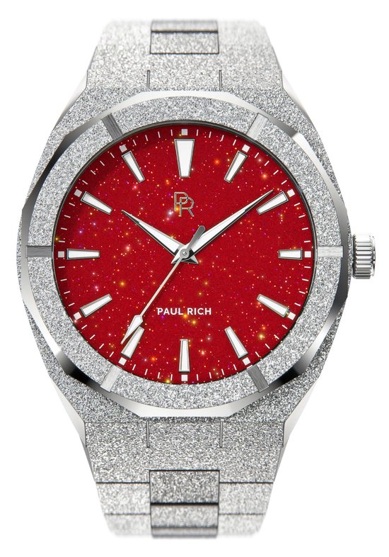 Paul Rich Frosted Star Dust Silver Red FSD08 horloge bol