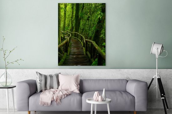 Toile - Peinture - Forêt - Arbres - Jungle - Chemin - Décoration murale Murale - Toile - 90x120 cm