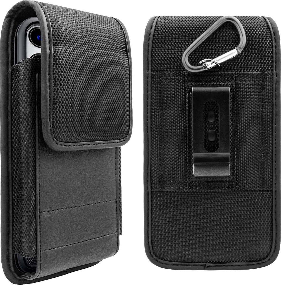 Riem Holster Hoesje Zwart Flip Phone Pouch hoesje verticale Nylon