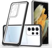 Bumper case Hoesje Geschikt Voor Samsung Galaxy S22 Ultra hoesje shockproof - Zwart / Transparant