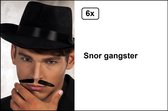 6x Snor gangster zwart - maffia black and white carnaval optocht thema feest
