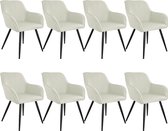 tectake® - set van 8 Stoelen Marilyn Linnen Look - diverse kleuren - creme-zwart 404677