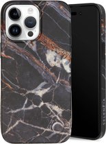 Selencia Aurora Fashion Backcover geschikt voor de iPhone 14 Pro Max - Duurzaam hoesje - 100% gerecycled - Zwart Marmer
