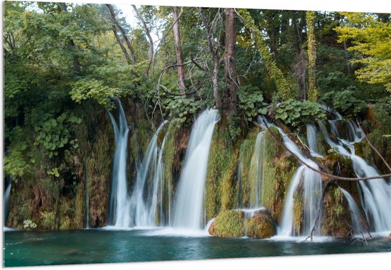 WallClassics - Acrylglas - Prachtige Watervallen in de Natuur - 150x100 cm Foto op Acrylglas (Wanddecoratie op Acrylaat)