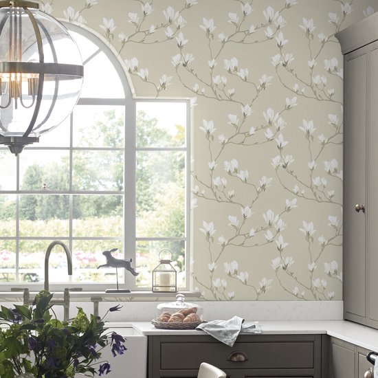 Laura Ashley - Papier peint intissé - Magnolia Grove Natural - Papier peint non tissé